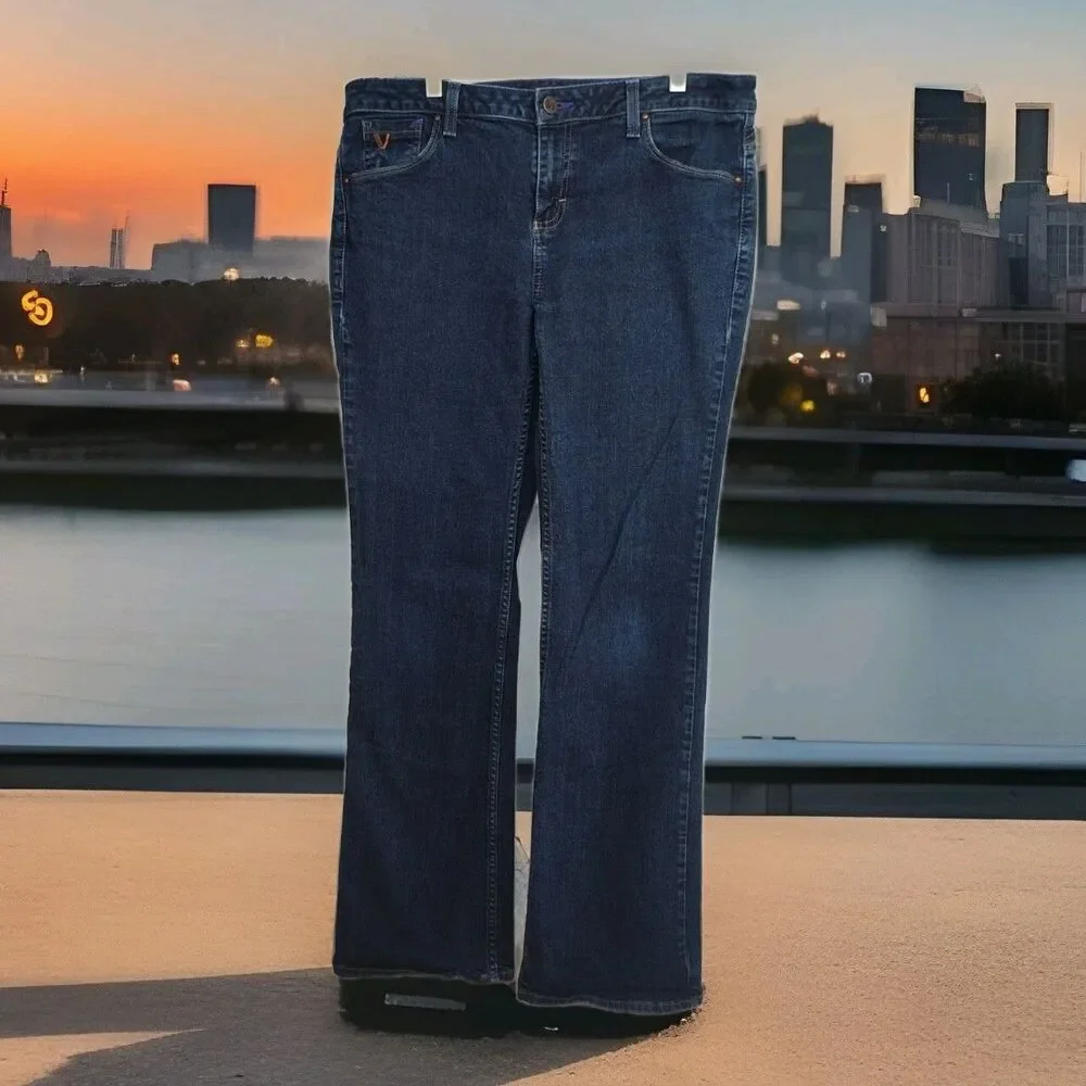 Victor Alfaro women's bootcut jeans, size 10, dark wash blue‎